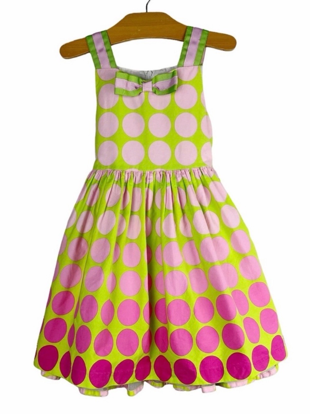 Bonnie Jean Polka Dot Sleeveless Dress Green Pink Size 4
